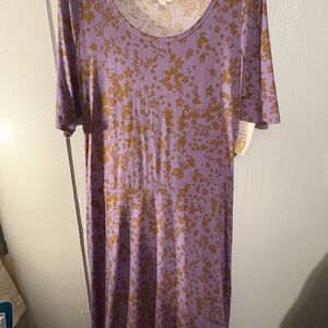 LuLaRoe Purple and Gold Floral Maxi Dress